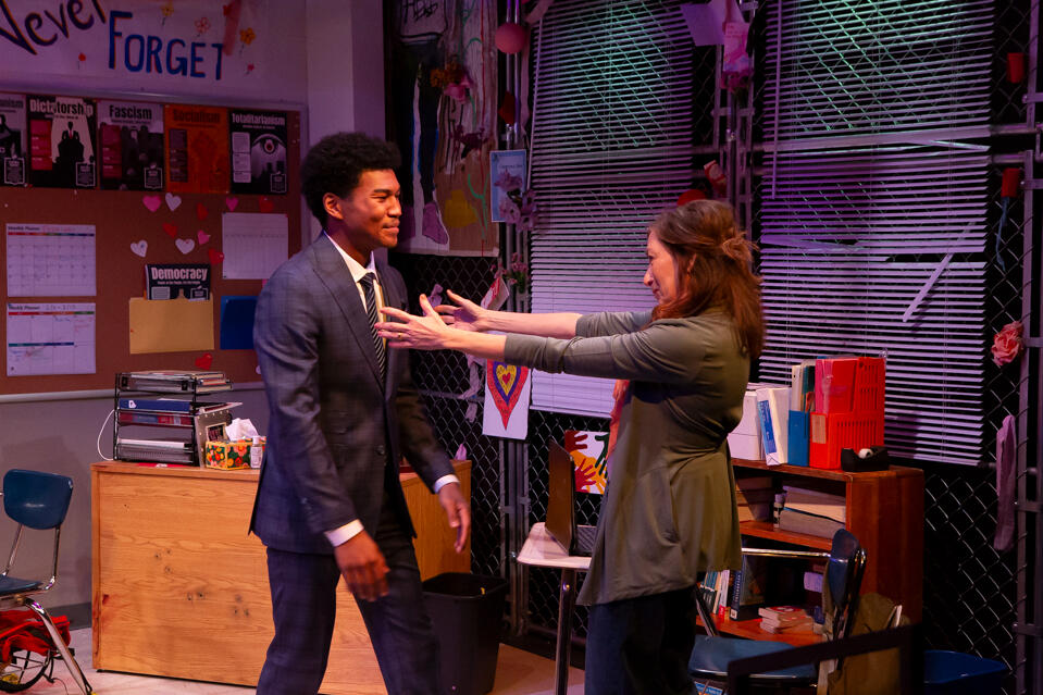 G - "Room 1214" by Michelle Kholos-Brooks; dir. Sarah Norris (Off-Broadway). ph: Hunter Canning. Also in the pic: Annabelle Gurwich